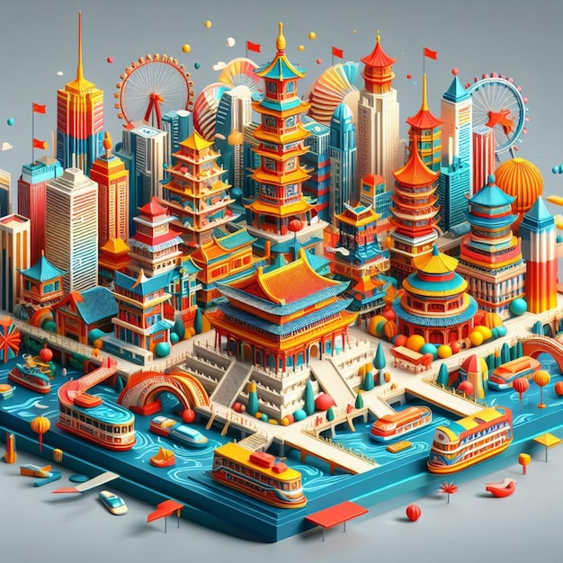 Ilustración 3D de China