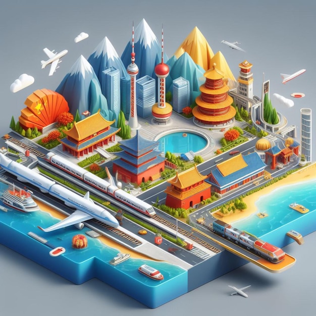 Ilustración 3D de China