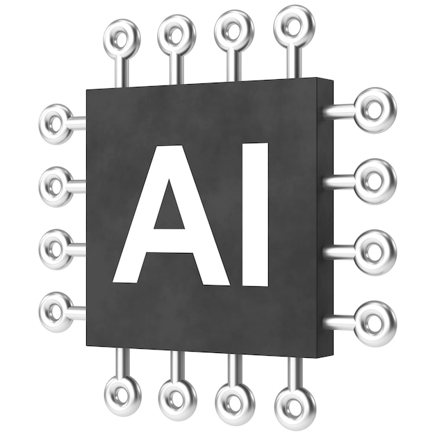 Ilustración 3D del chip AI de inteligencia artificial