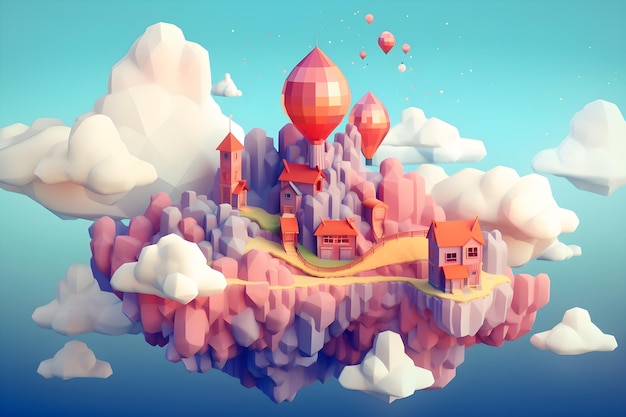 Ilustración 3d de cielo polivinílico bajo