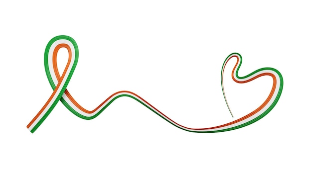 Ilustración 3d de cinta en forma de corazón de bandera irlandesa