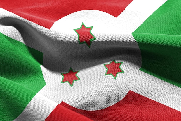 Ilustración 3D closeup bandera de Burundi