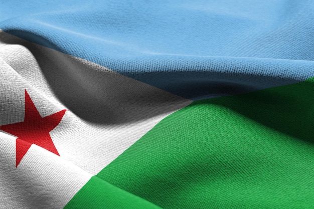 Ilustración 3D closeup bandera de Djibouti