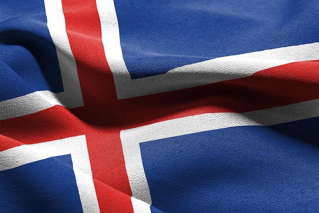 Ilustración 3D closeup bandera de Islandia