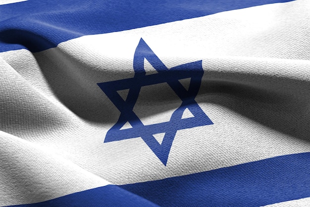 Ilustración 3D closeup bandera de Israel