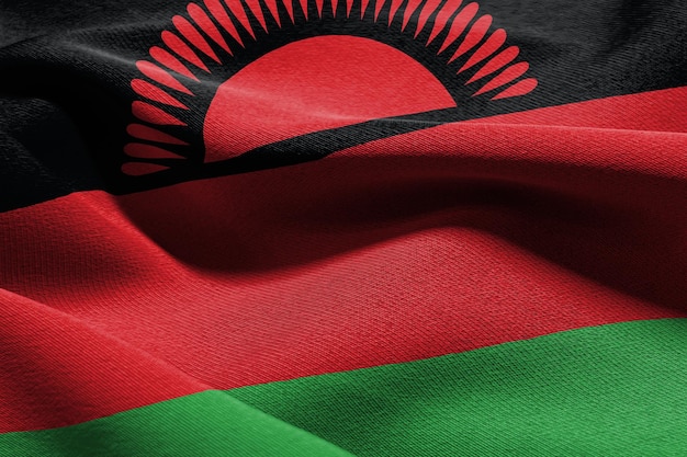 Ilustración 3D closeup bandera de Malawi