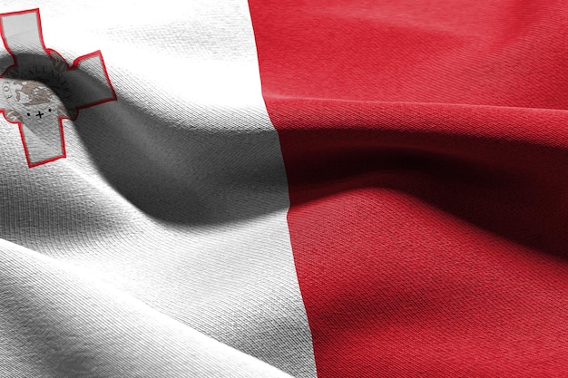 Ilustración 3D closeup bandera de Malta