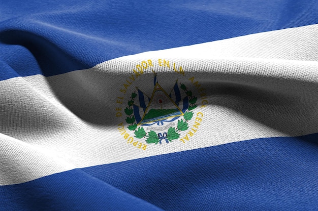 Ilustración 3D closeup bandera de El Salvador