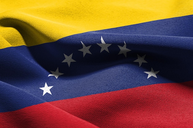 Ilustración 3D closeup bandera de Venezuela