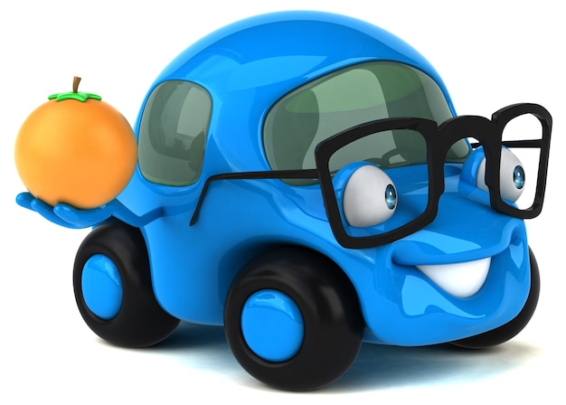 Ilustración 3D de coche divertido