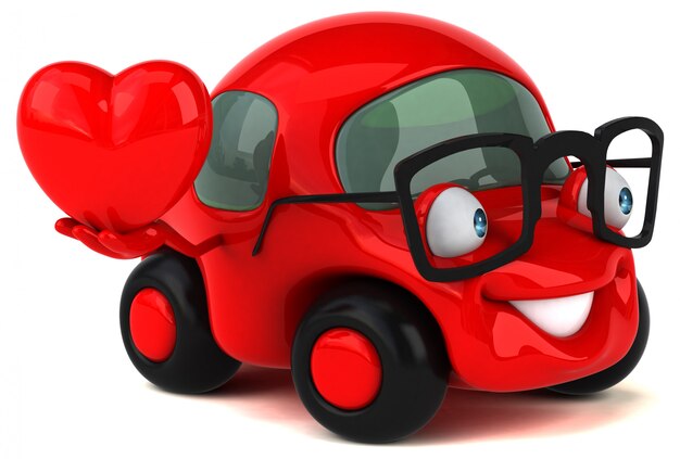 Ilustración 3D de coche divertido