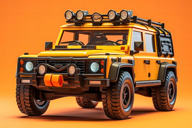 Ilustración 3d coche jeep sobre fondo aislado