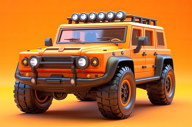 Ilustración 3d coche jeep sobre fondo aislado