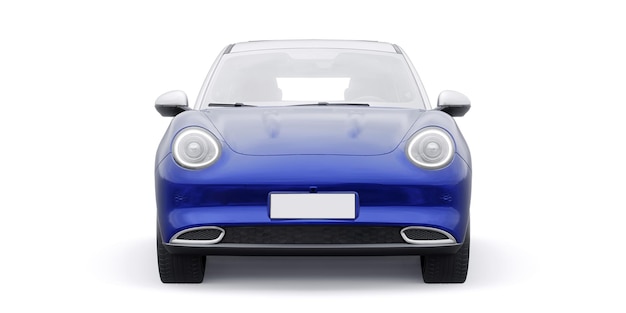 Ilustración 3D de coche con portón trasero eléctrico pequeño y lindo azul