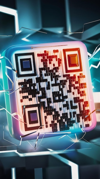 Ilustración en 3D del código QR del móvil