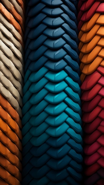 Ilustración 3D colorida de un patrón de trenzas de cola de pez