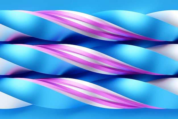 Ilustración 3D de coloridos cables trenzados entrelazados en filas uniformes sobre un fondo azul.