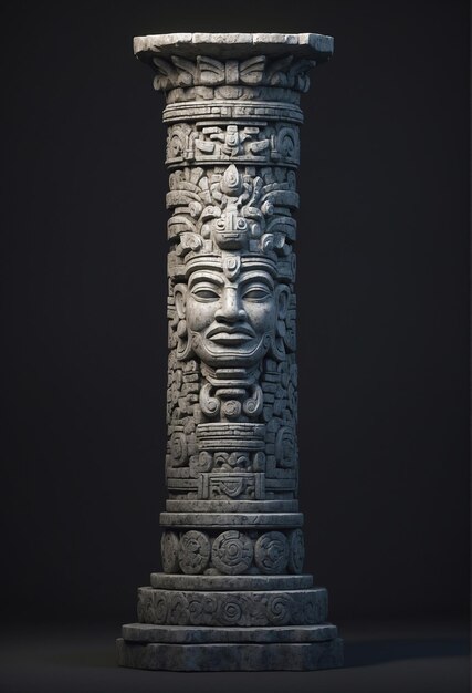 Foto ilustración en 3d de una columna realista de la época de la antigua civilización azteca