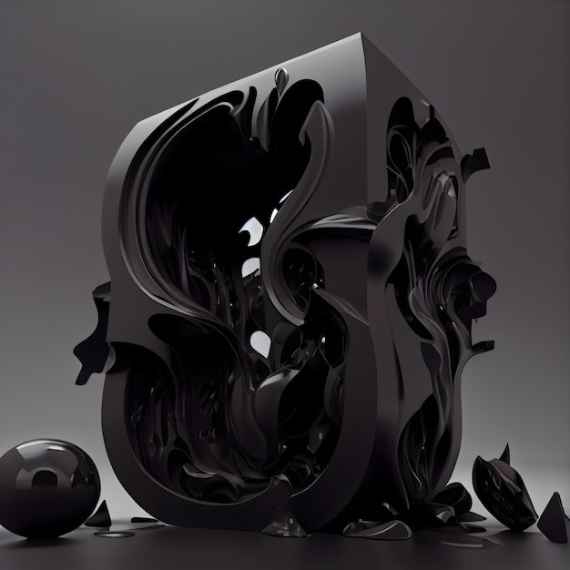 Ilustración 3d de composición geométrica abstracta en color negro y gris