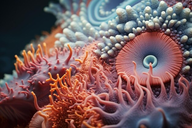 Ilustración 3D de composición geométrica abstracta obras de arte digital gráficos generados por computadora Explore la belleza del mundo microscópico con impresionantes imágenes generadas por IA