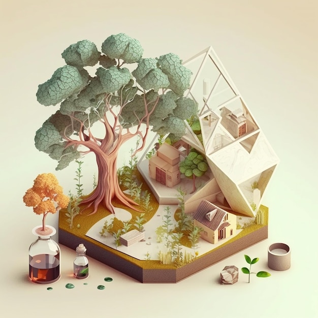 Ilustración 3d del concepto de ecología