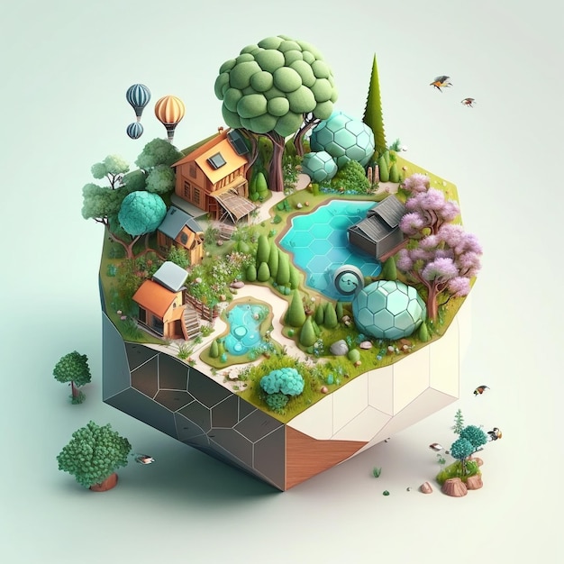 Ilustración 3d del concepto de ecología