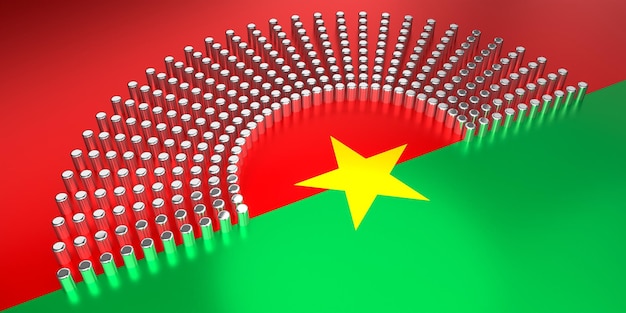 Ilustración 3D del concepto de elección parlamentaria de votación de la bandera de Burkina Faso