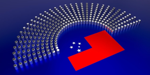 Ilustración 3D del concepto de elección parlamentaria de votación de la bandera de Samoa
