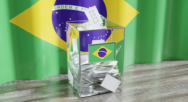 Foto ilustración 3d del concepto de elecciones de votación de las urnas de brasil