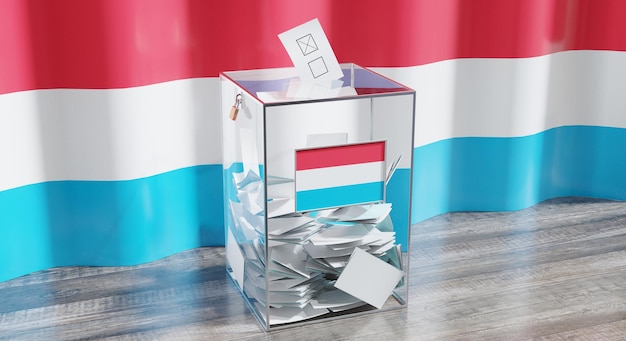 Ilustración 3D del concepto de elecciones de votación de las urnas de Luxemburgo