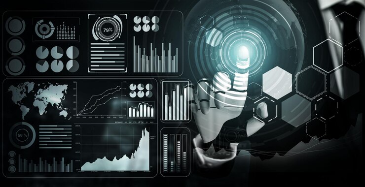 Foto ilustración 3d del concepto de inteligencia artificial del robot futurista