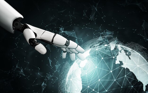 Ilustración 3D del concepto de inteligencia artificial del robot futurista