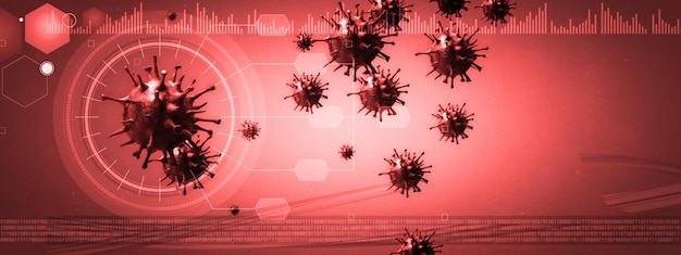 Ilustración 3D del concepto de riesgo pandémico de fondo del virus Corona