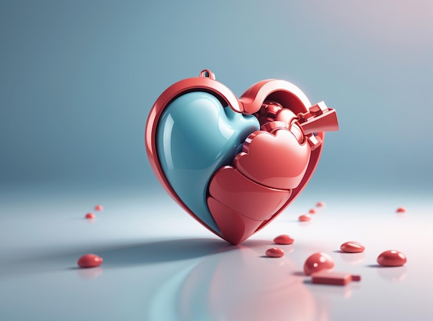 Ilustración en 3D del concepto y la visualización médica del corazón