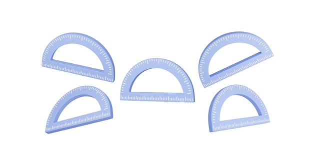 Ilustración 3D de un conjunto de transportadores azules claros en diferentes posiciones aislados sobre un fondo blanco