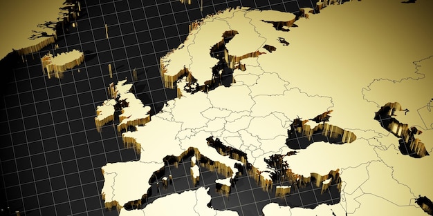 Ilustración 3D del continente europeo