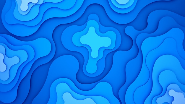 Ilustración 3D del contorno de las ondas azules y aspecto de movimiento.