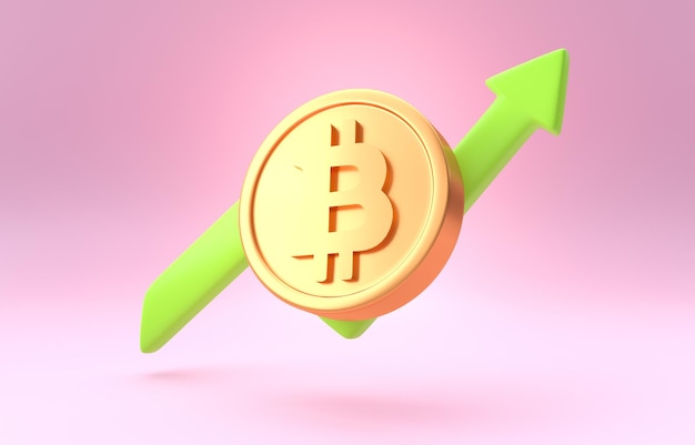 Ilustración 3D de crecimiento aislado de Bitcoin