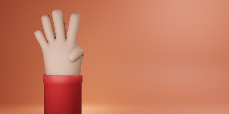 Foto ilustración 3d de cuatro signos con la mano en el fondo