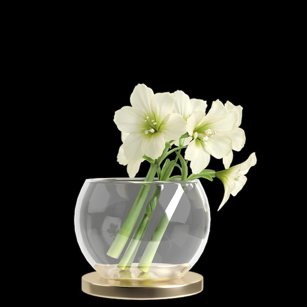 Foto ilustración 3d de decoración florero aislado sobre fondo negro