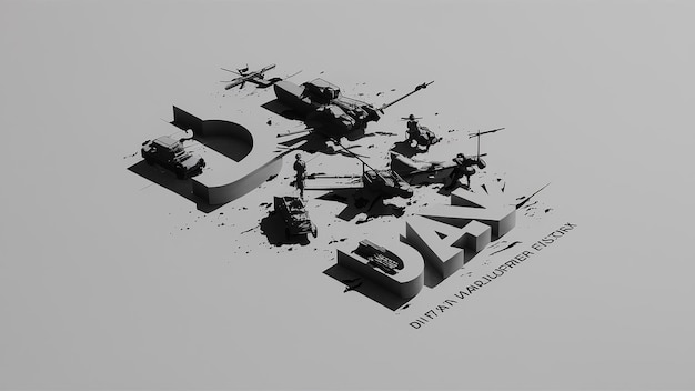 Ilustración 3D del desembarco de Normandía Adecuada para carteles de felicitación y pancartas Generative Ai