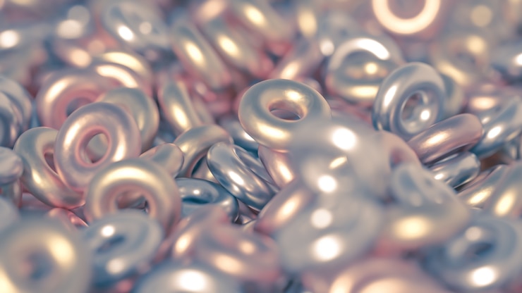 Foto ilustración 3d de detalle de anillo de fondo de metal