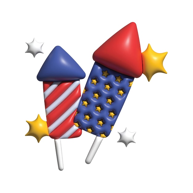 Ilustración 3D del día de la Independencia 4 de julio