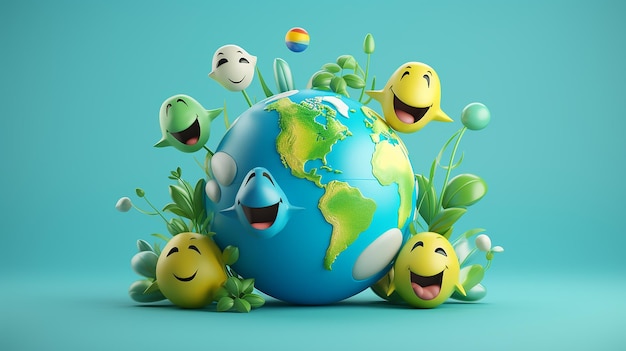 Ilustración en 3D del Día Mundial de la Sonrisa para el fondo del cartel