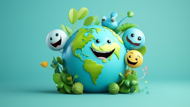 Ilustración 3D del día mundial de la sonrisa para el fondo del cartel.