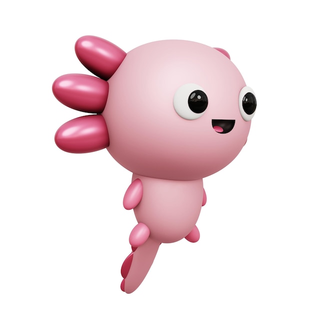 Ilustración 3D de dibujos animados de Cute Axolotl