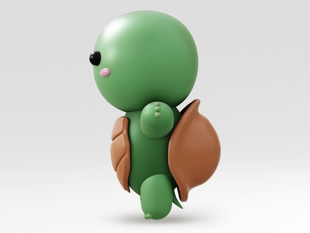 Ilustración 3D de dibujos animados lindo personaje de tortuga