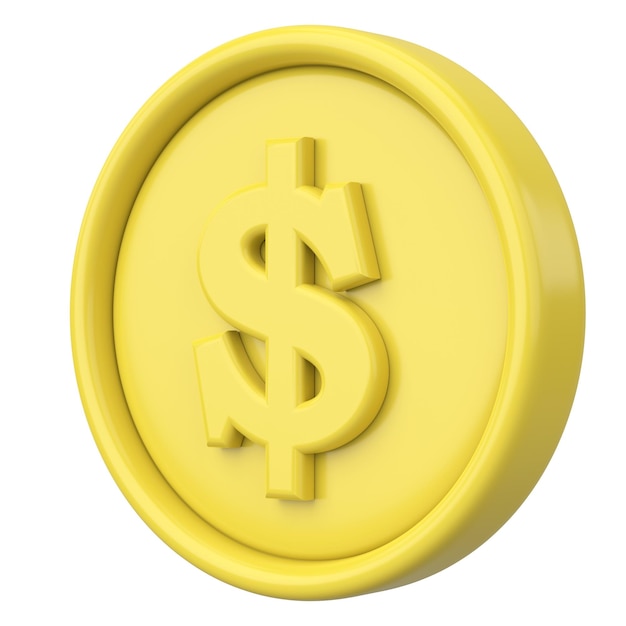 Ilustración 3D de dinero 3D de moneda de dólar