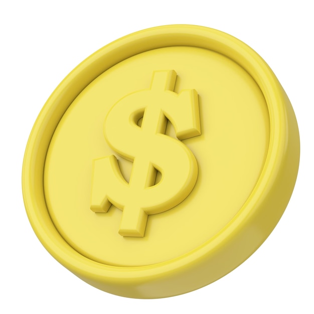 Ilustración 3D de dinero 3D de moneda de dólar