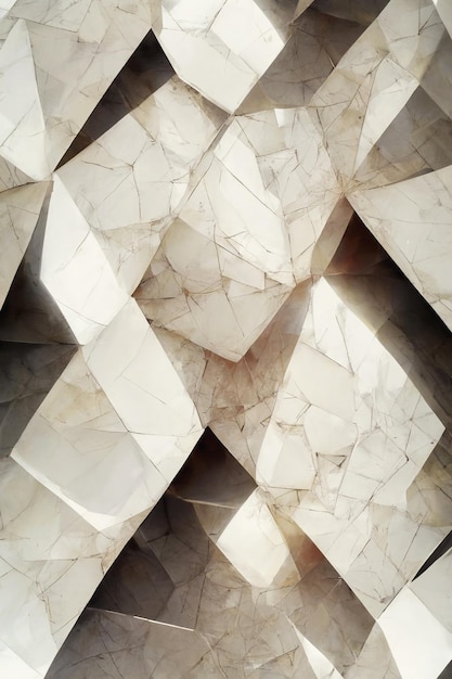 Ilustración 3D de diseño de lujo geométrico de roca de cristal blanco abstracto